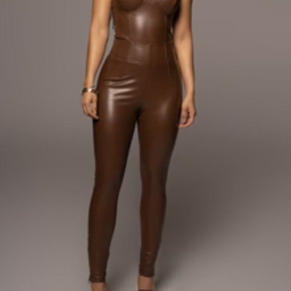 JluxLabel Chocolate High-Waisted Pants - Picture 1 of 5